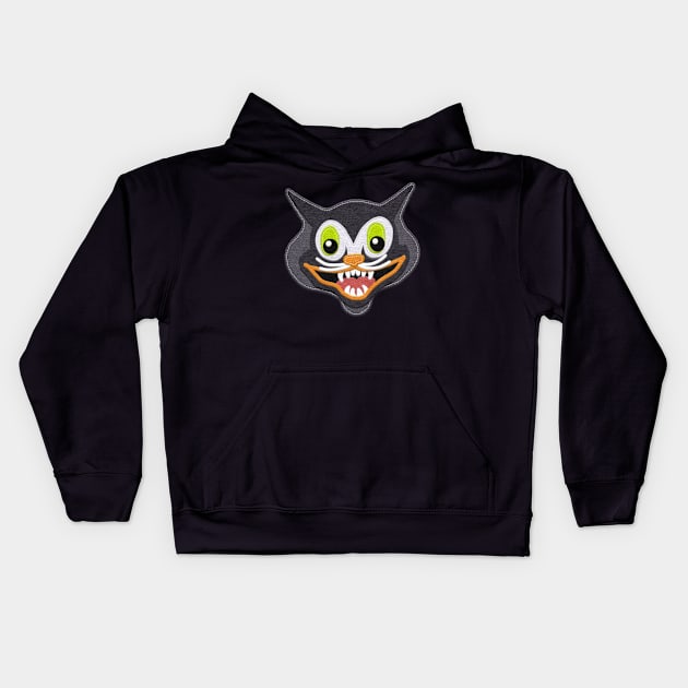 Halloween Vintage Cat Face Kids Hoodie by CheriesArt